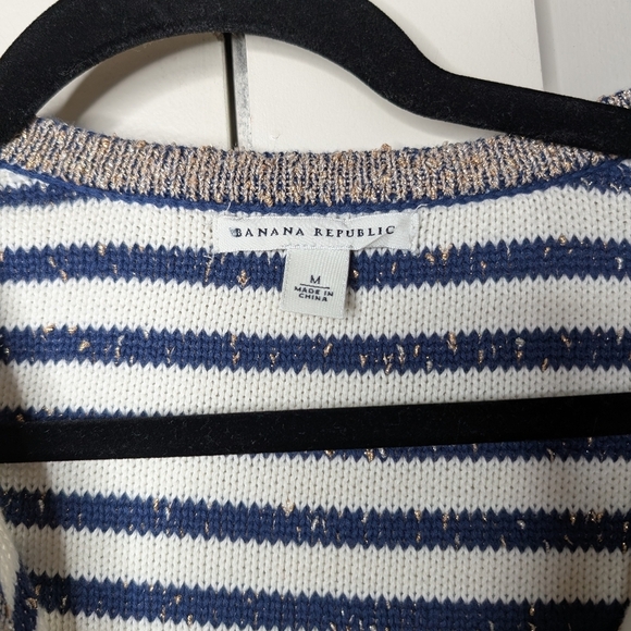 😃Banana Republic Striped Cardigan with Gold Buttons sz M - Picture 5 of 6